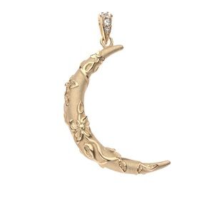 Jane Win Elegant Vineyard Gold Crescent Moon Necklace